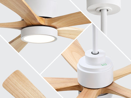 52" Ceiling Fan With Remote Control, Dimmable 3 Color Temperature LED Light, Quiet Reversible DC Motor