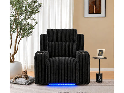 Power Recliner With Cup Holders And Ambient LED Lighting - Black