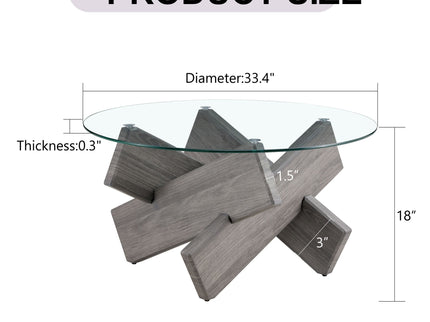Modern Round Glass Coffee Table With Tempered Glass