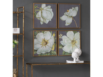 Botanical Wall Art Prints, Home Decor For Living Room Dining Room Bedroom Hallway (Set of 4) - Gray