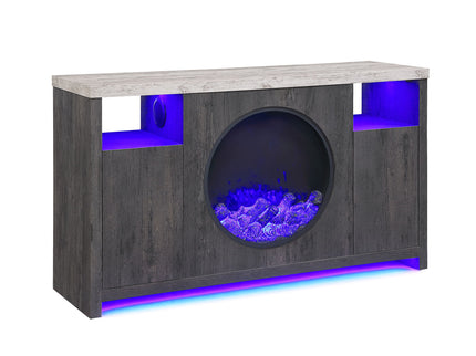 Nancy - Entertainment Unit With Bluetooth Speaker And LED Lighting - Gray