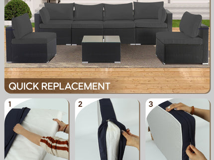 Cushion Covers For 7 Piece Wicker Sectional Sofa, 14 Pack Seat And Back Slipcovers With Zipper
