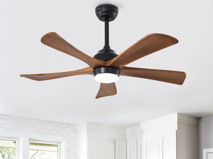 5 Blades Ceiling Fan With Lights Remote Control - Matte Black