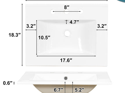 Modern Bathroom Vanity With Sink, Flip Drawer & 3 Drawers, Soft Close Hinges, Adjustable Shelf