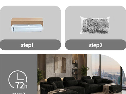 U-Shaped Sectional Sofa With Chaise Lounge And Cup Holders