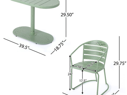 3 Piece Elegant Outdoor Bistro Set With 2 Chairs And Oval Table