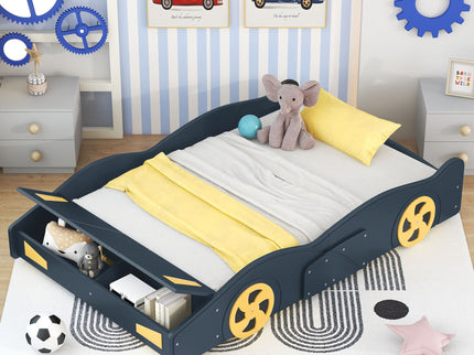 Race Car Shaped Platform Bed With Wheels And Storage