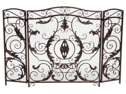 Mariella - Traditional Floral Iron Fireplace Screen With Ornate Design