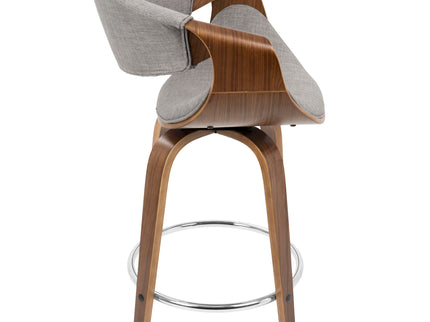 Curvini - Mid-Century Modern Fixed Height Counter Stool With Swivel (Set of 2) - Gray