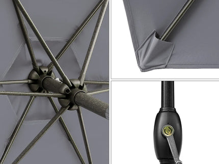 Umbrella With Crank Lift & Tilt, UV-Resistant Canopy For Patio
