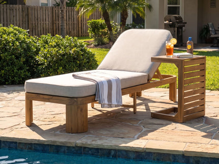 Outdoor Chaise Lounge Set With Side Table, 5 Position Adjustable Patio Recliner
