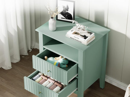 Fluted Nightstand With 2 Drawers