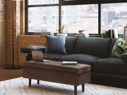 Shay - Large Square Coffee Table Storage Ottoman Mid-Century Style