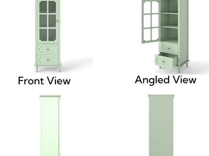 Minimalism Buffet Cabinet With Glass Doors And Double Drawer