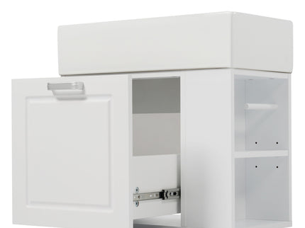 Modern Wall Mounted Bathroom Vanity With Sink, Soft Close Drawer, Adjustable Shelf, Toilet Paper Holder