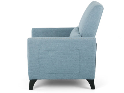 Repose Upholstered Recliner Chair With Nailhead Trim And Side Pocket - Light Blue