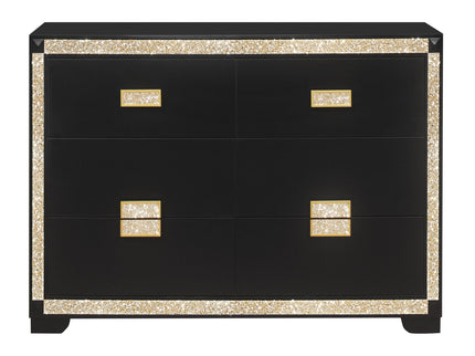 Lively - Dresser With Glitter Detail And Thick Bar Handle Hardware - Black