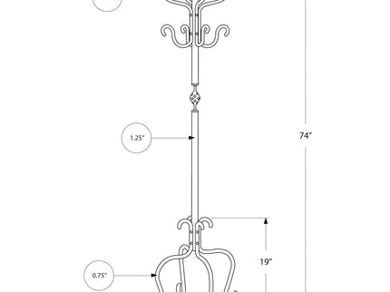 Coat Rack, Hall Tree, Free Standing, 8 Hooks, Entryway, Transitional - Black