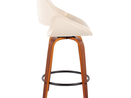 Fabrico - Mid Century Modern Fixed Height Counter Stool And Round Footrest (Set of 2)