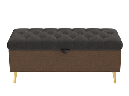 Modern Tufted Storage Ottoman Bench With Metal Legs