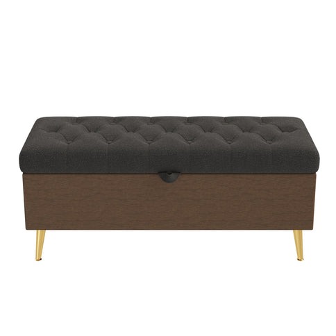 Modern Tufted Storage Ottoman Bench With Metal Legs