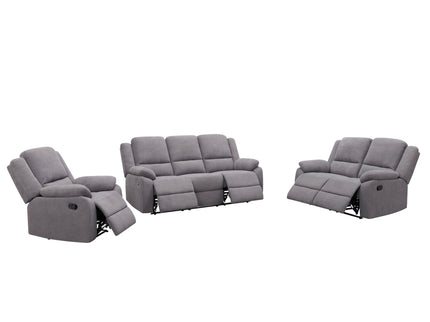 3 Piece Reclining Sofa Set With 150° Deep Recline, 3 Seat Couch, Loveseat & Single Recliner - Gray