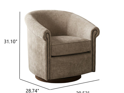 Barrel Swivel Accent Chair, 360 Degree Rotating For Living Room - Sand