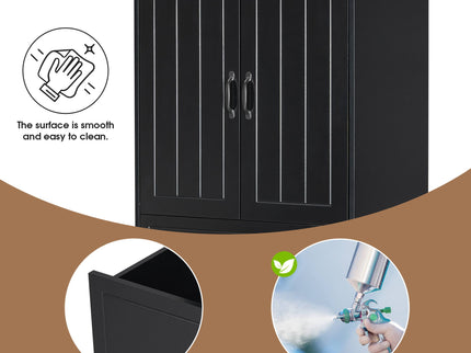 Modern Bathroom Storage Cabinet With Two Laundry Baskets, One Drawer, Adjustable Shelf