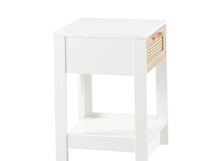 15.75" Rattan End Table With Drawer, Modern Nightstand, Side Table For Living Room, Bedroom