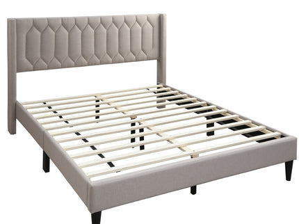 Platform Bed With Diamond Tufted Headboard