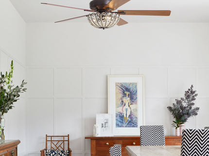 52" Ceiling Fan, 5 Blades, Reversible DC Motor - Coffee