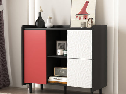 Modern Sideboard Buffet Cabinet With Doors And Unique Panel Styling