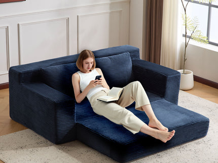 Comfortable Deep Seat Loveseat Sofa Bed, Reversible Cushion With Pillows