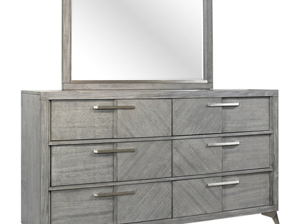 6 Drawer Dresser Book Matched Veneers - Gray