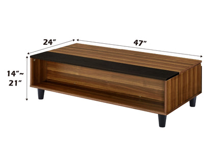 Avala - Coffee Table With Lift Top - Walnut / Black