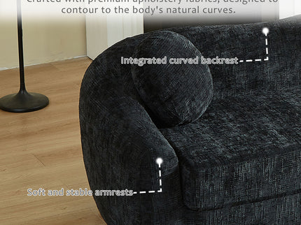 Curved Convertible Sofa, 2 In 1 Frameless Folding Sofa Bed With Pull Out Base And Deep Seat