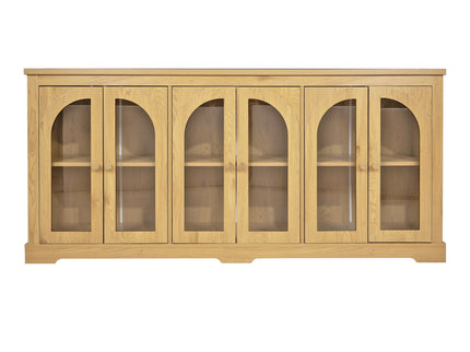 Modern Arched Glass Sideboard With 6 Doors, Buffet Cabinet With Storage And Adjustable Shelves