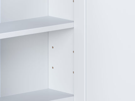 Bathroom Wall Storage Cabinet With Mirror And Adjustable Shelf, 6 Open Shelves