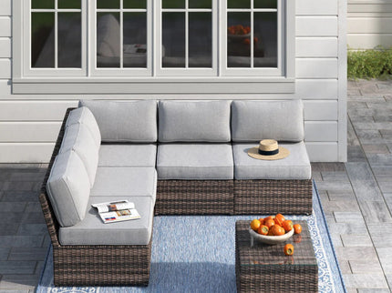 Comfortable Modern Patio Rattan Sectional Set With Cushions