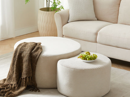 Modern Upholstered Round Coffee Table For Living Room (Set of 2)