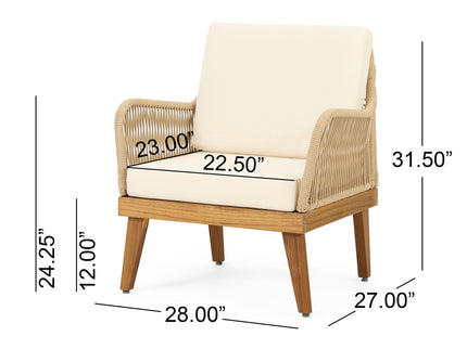 Hueber - Outdoor And Rope 4 Seater Chat Set With Cushions - Teak