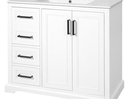 Bathroom Vanity With Sink, Soft Close Doors, Adjustable Shelf & 3 Drawers
