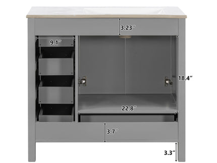 Bathroom Vanity With Sink Combo, 2 Soft Close Doors And 5 Drawers