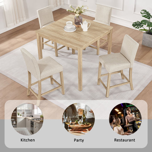 5 Piece Counter Height Table Set With 4 Chairs