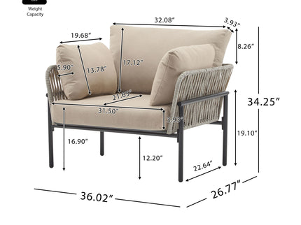 Rope Lounge Chair With Cushions For Modern Spaces