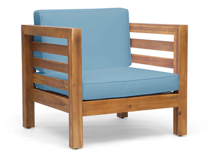 Outdoor Acacia Wood Patio Chair With Fabric Cushion
