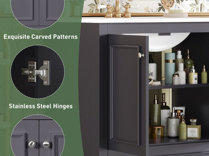 Bathroom Vanity With Sink, Cabinet & 2 Soft Closing Doors & Adjustable Shelf