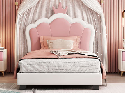 Upholstered Princess Platform Bed With Crown Headboard