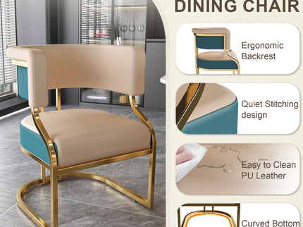 Dining Chairs Ergonomic Curved Backres (Set of 2) - Blue / Neutral