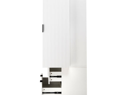 Fluted Kitchen Pantry Cabinet With 2 Large Drawers & 8 Door Spice Rack
